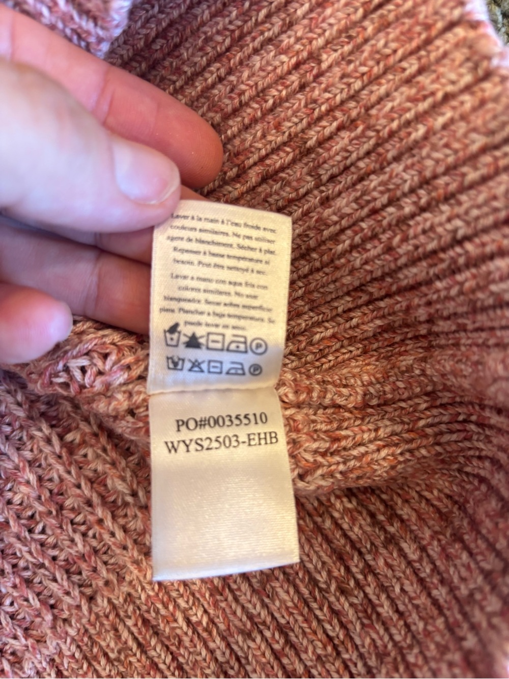 Faherty Sunwashed marled chunky Organic Cotton Fisherman crewneck Sweater Sz M - Picture 4 of 5